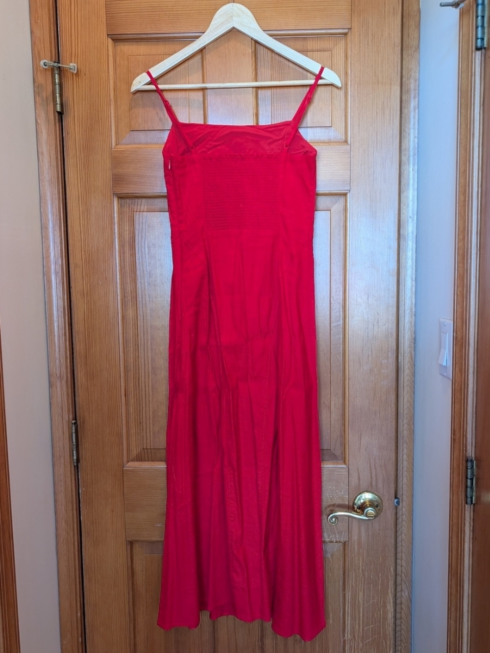 Nwt Everlane Red Stretch Linen Midi Dress 2 - Picture 6 of 10